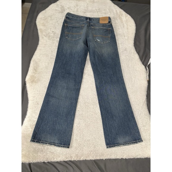 Abercrombie & Fitch Mens 31x32 Denim Jean Distressed Bootcut Straight Button Fly - Picture 2 of 10